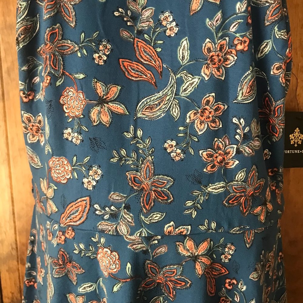 NWT Fortune + Ivy Blue w/Scattered Flowers Halter-Style Dress Large - Picture 4 of 10